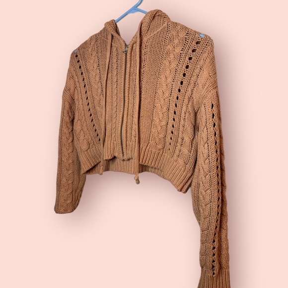 Aeropostale Girls Hooded Cropped Knit Sweater - Picture 3 of 8